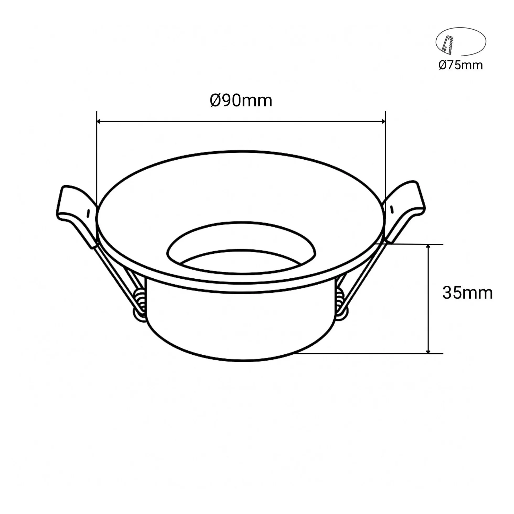 Aro downlight empotrable redondo - GU10 / MR16 - Corte Ø65mm