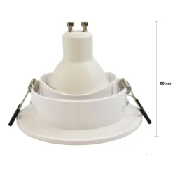 Aro downlight estanco circular para bombilla GU10 / MR16 - Difusor opal - Corte Ø 75-80 mm - IP54