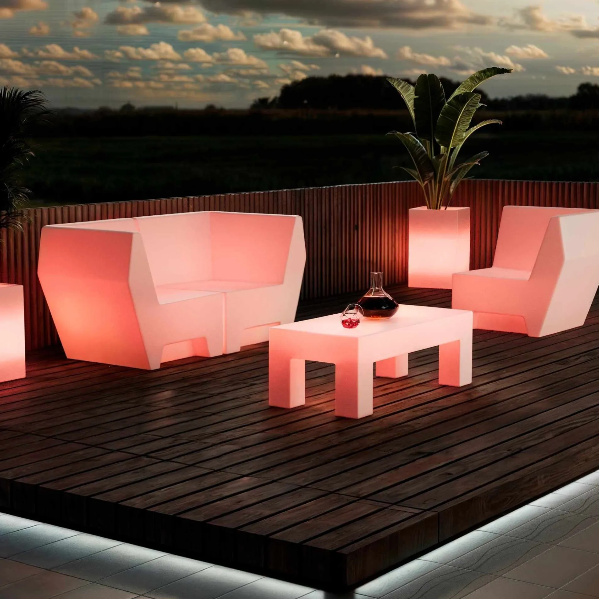 Asiento luminoso LED RGBW - 16W - Recargable - IP65