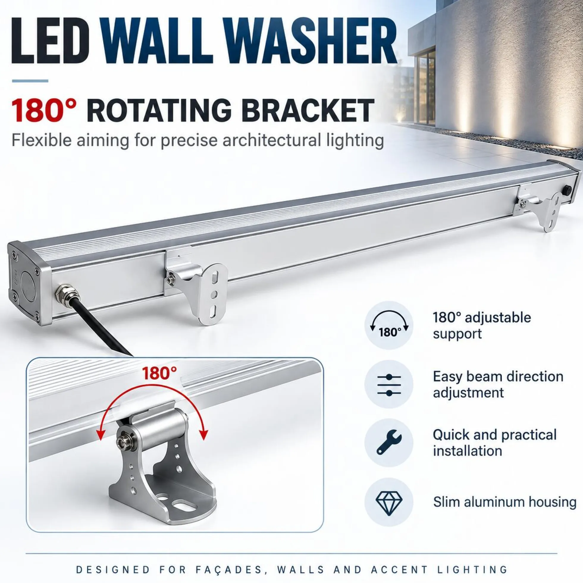 Bañador de pared LED RGB+CCT 24W control RF/WiFi | Mi Light - RL1-24