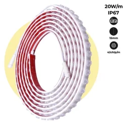Bañador LED flexible monocolor 24V DC - 5 metros - 2700K - IP67