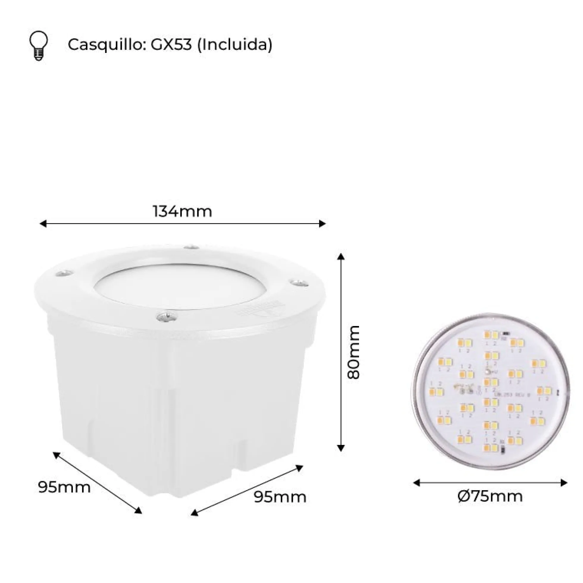 Baliza empotrable LED FUMAGALLI "LETI 100 ROUND" GX53 - 3W - IP66