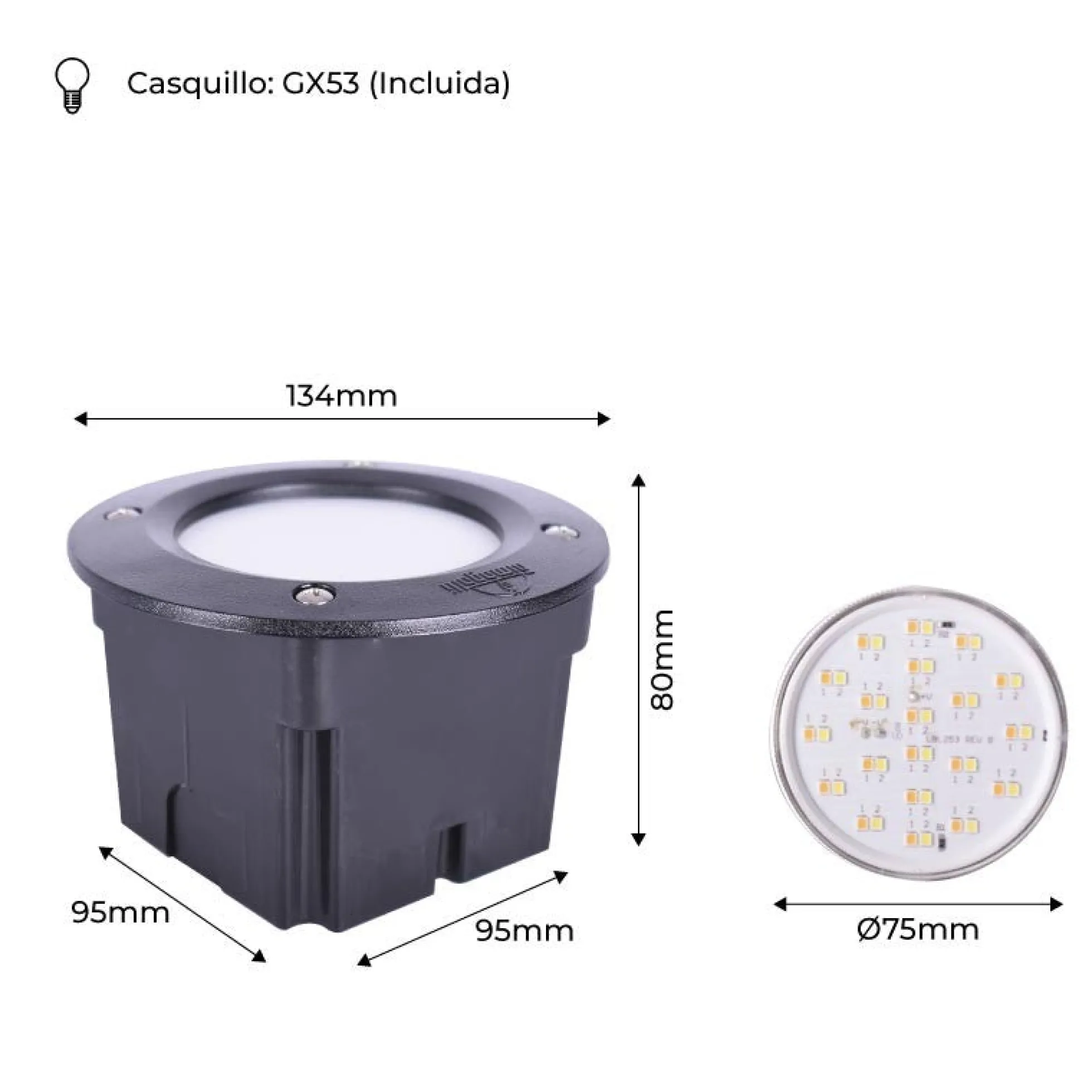 Baliza empotrable LED FUMAGALLI "LETI 100 ROUND" GX53 - 3W - IP66