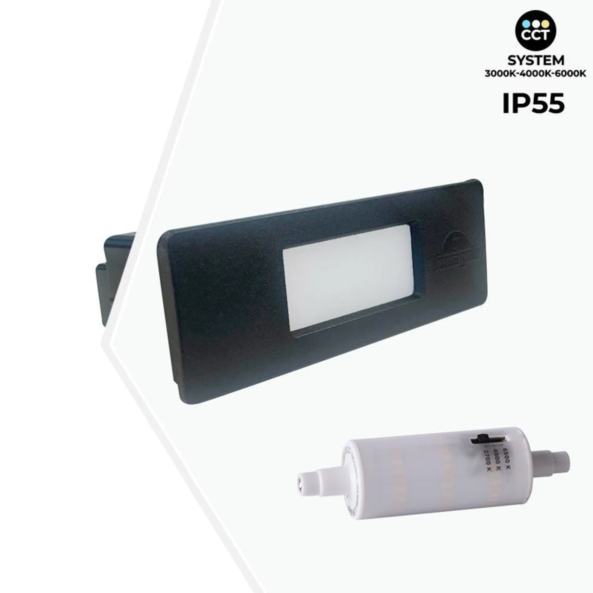 Baliza exterior LED empotrable pared Fumagalli "Nina 150" 3.5W - IP55 - R7S - CCT