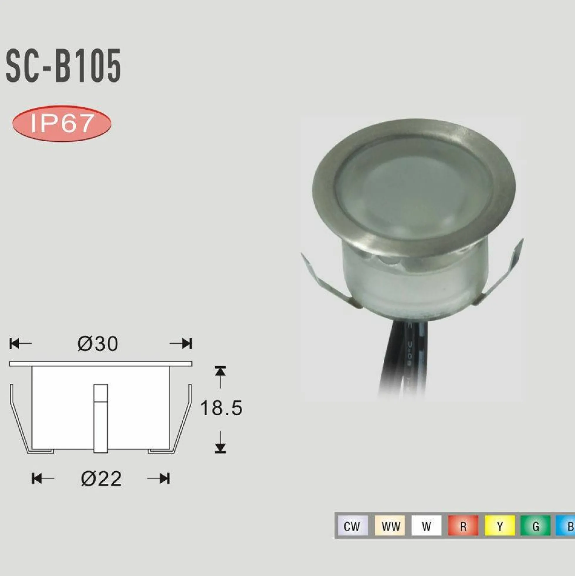 Baliza LED empotrable suelo IP67 12V-DC 0.3W