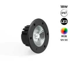 Baliza LED exterior suelo 18W - 12V DC - IP67 - Ø15cm -30º - RGB/3000K