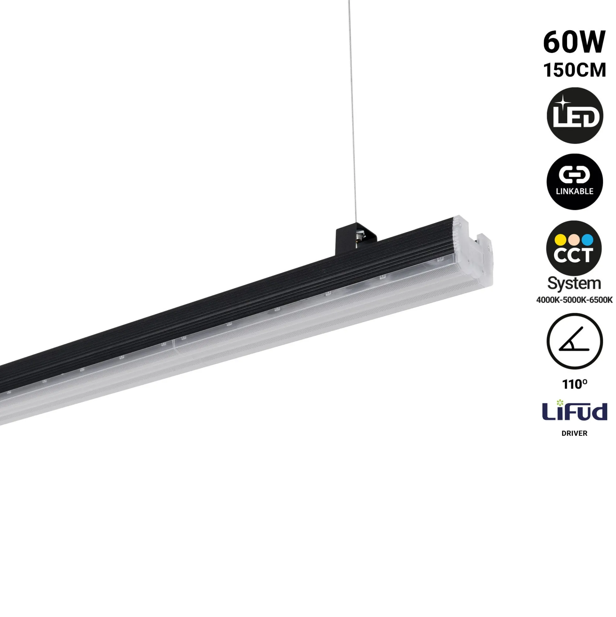Barra lineal LED de alta potencia - 60W - 150cm - Enlazable - IP20