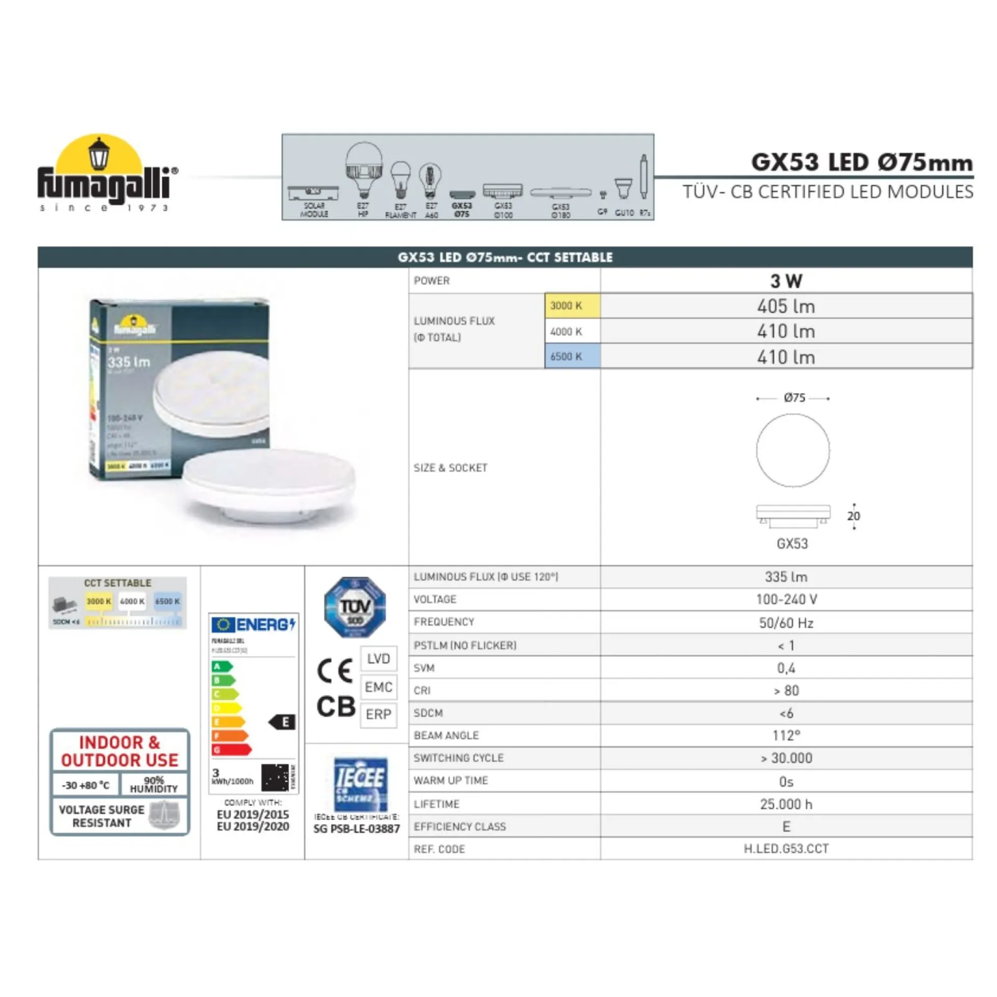 Bolardo para caminos LED FUMAGALLI "ELISA 500" - GX53 - 10W - CCT