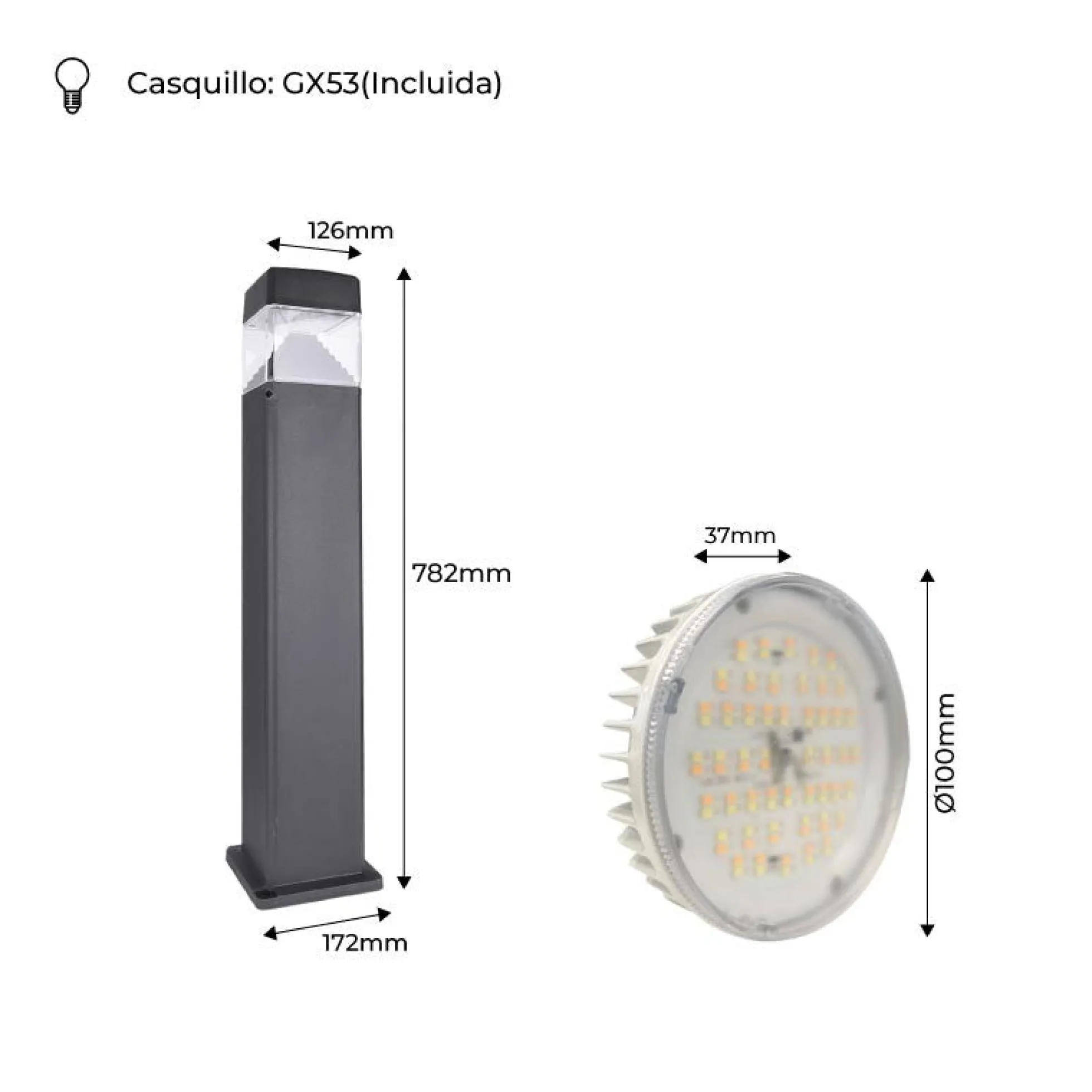 Bolardo para caminos LED FUMAGALLI "ESTER 800" - GX53 - 10W - CCT