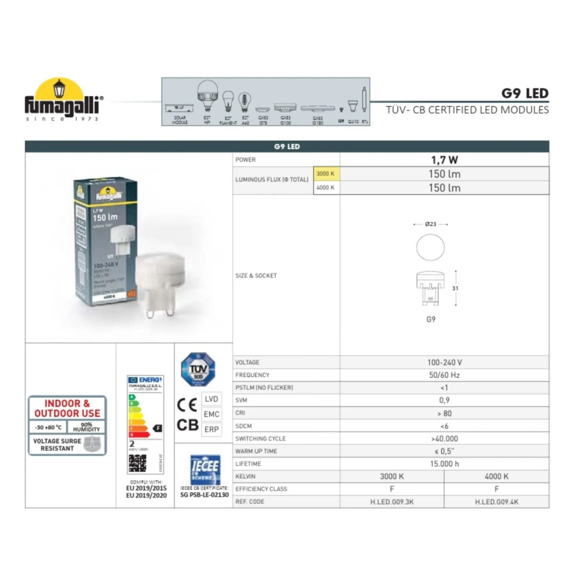 Bolardo para caminos LED STEVEN Fumagalli G9 IP67