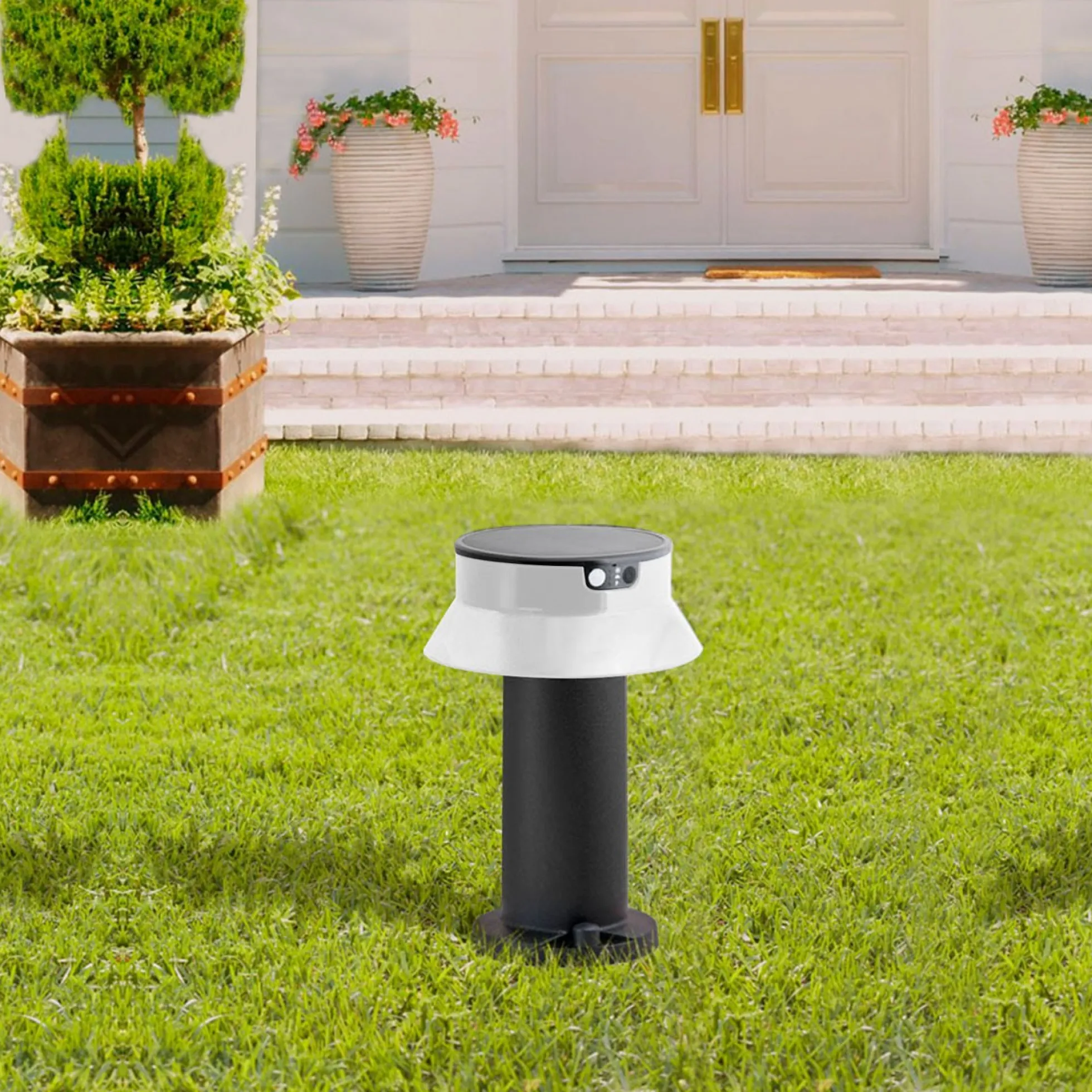 Bolardo solar LED "FELICE 400" con sensor PIR - 33 cm - 4000K - 2 modos de funcionamiento