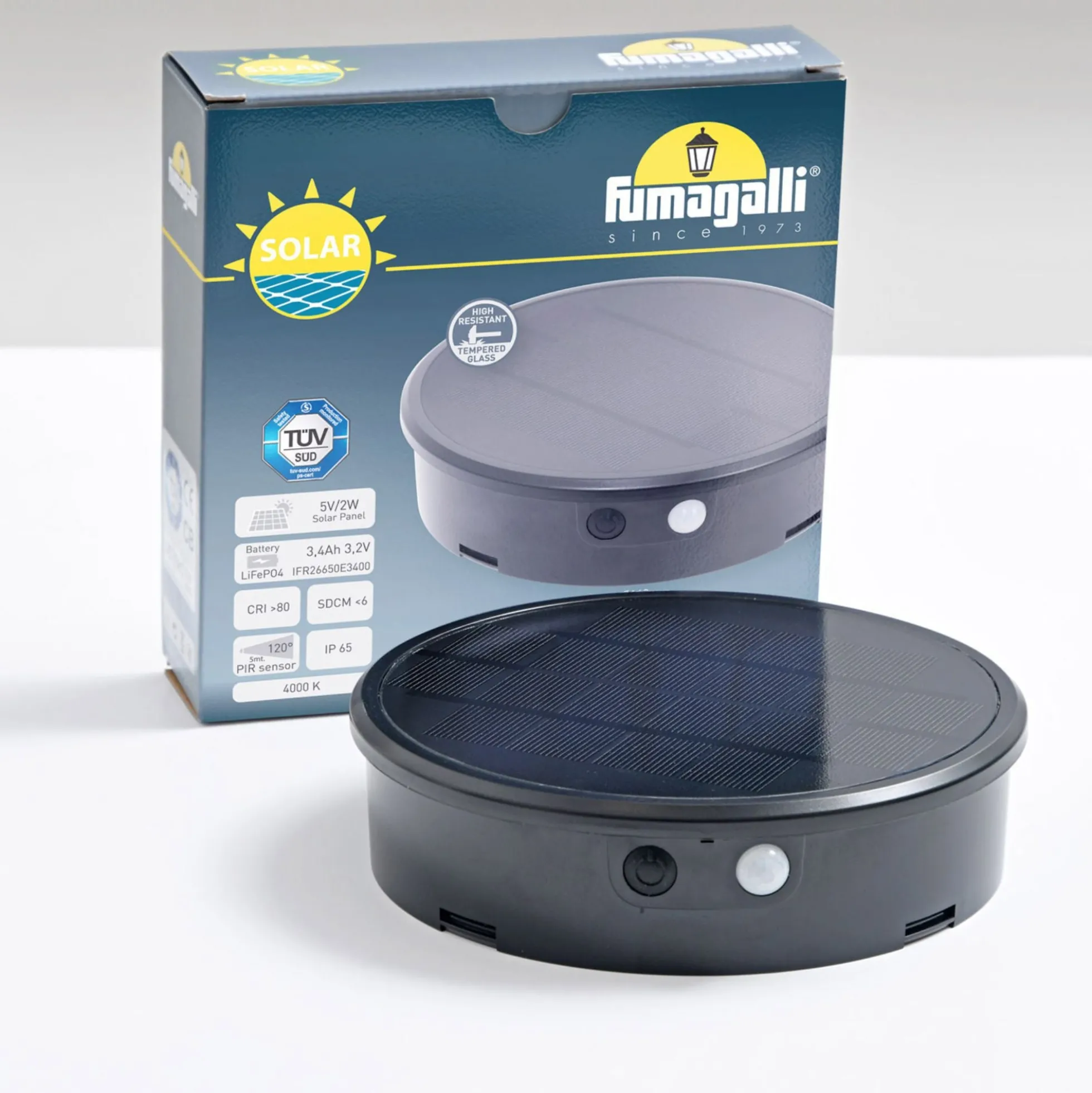 Bolardo solar LED "FELICE 400" con sensor PIR - 33 cm - 4000K - 2 modos de funcionamiento
