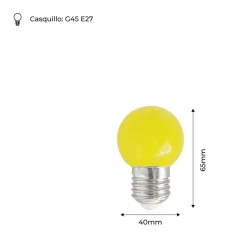 Bombilla de colores LED E27 G45 - 1W