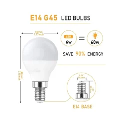 Bombilla Esférica LED E14 G45 5W Opal