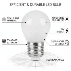 Bombilla filamento LED "Milky" - G45 E27 - 5W - Luz Cálida 3000K