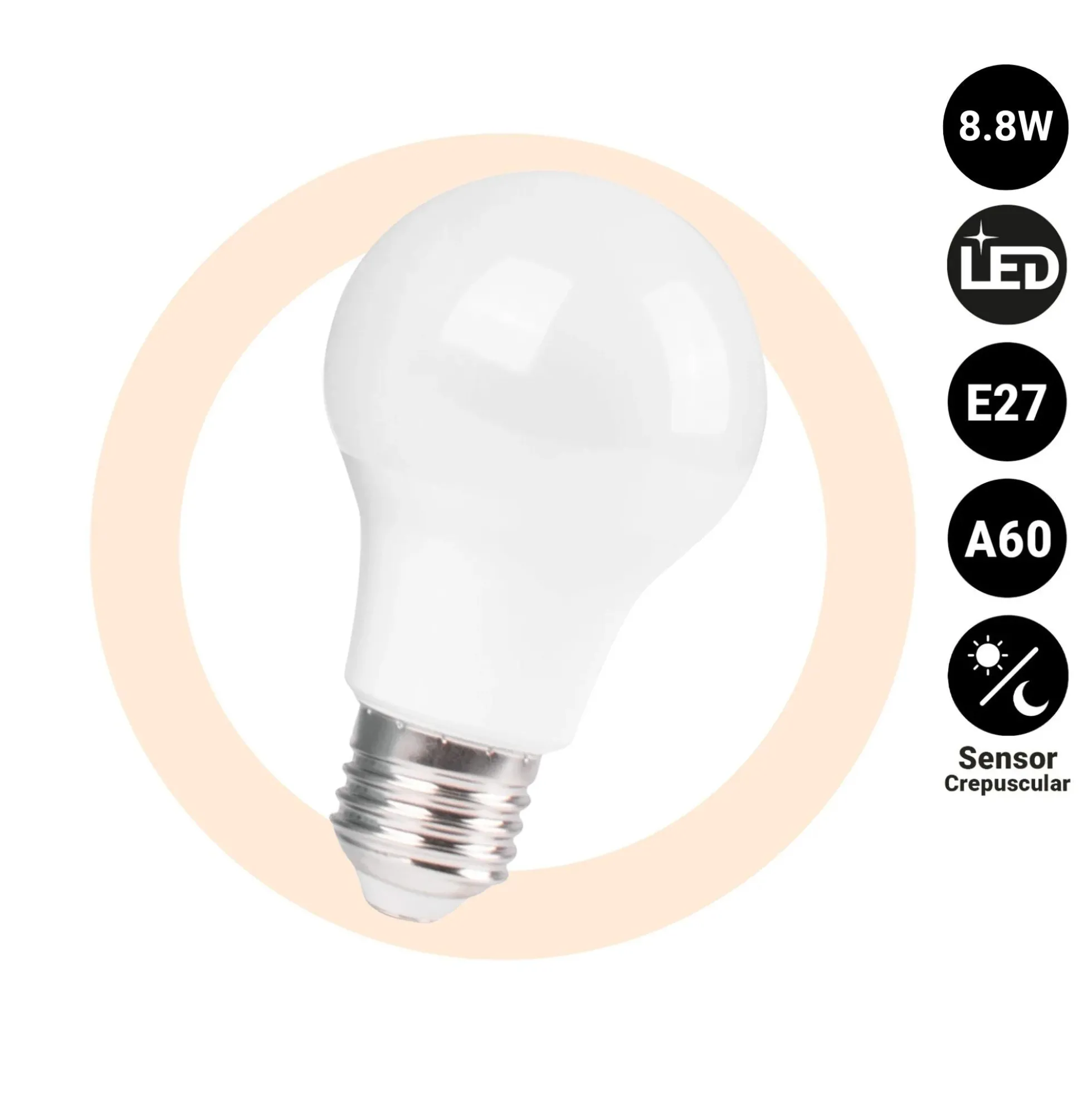 Bombilla LED con sensor crepuscular - E27 A60 - 8,8W