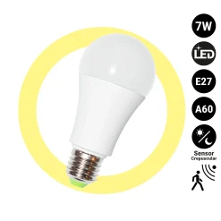 Bombilla LED con sensor de movimiento y crepuscular - E27 A60 - 7W - 450lm