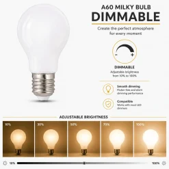 Bombilla LED decorativa "Milky" - Regulable - E27 A60 - 8W - 3000K - 810lm
