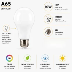 Bombilla LED decorativa "Milky" -E27 A65 - 10W - 3000K - 1200lm