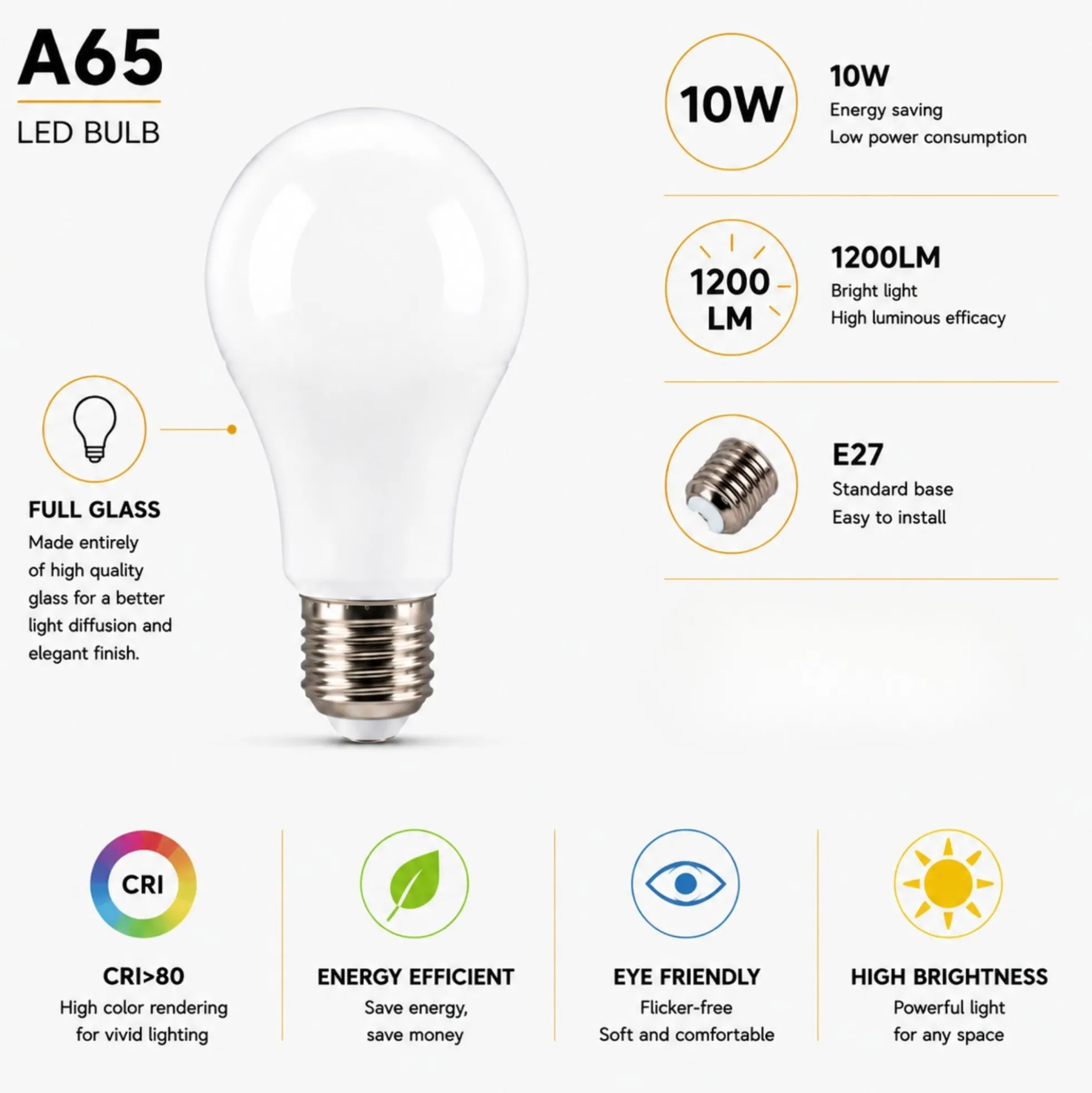 Bombilla LED decorativa "Milky" -E27 A65 - 10W - 3000K - 1200lm