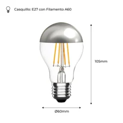 Bombilla Led Efecto Espejo Plateada E27 6W