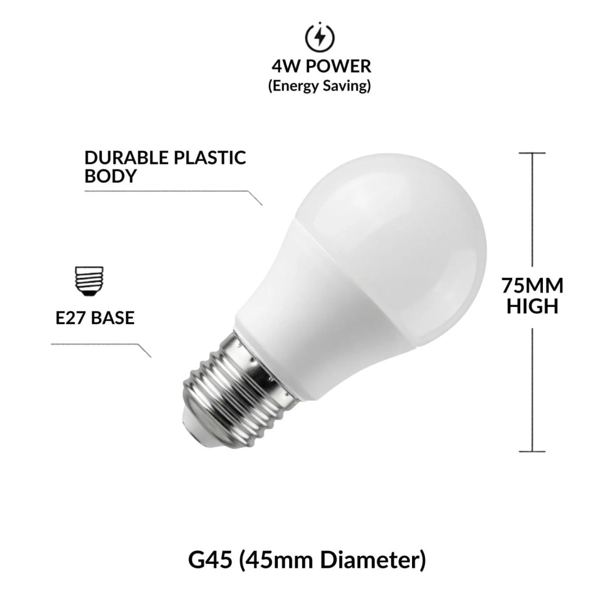 Bombilla LED E27 G45 esférica - 4W