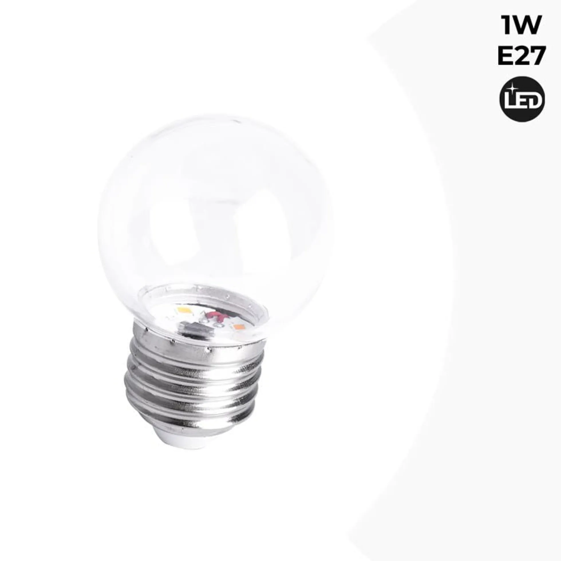 Bombilla LED E27 1W Transparente