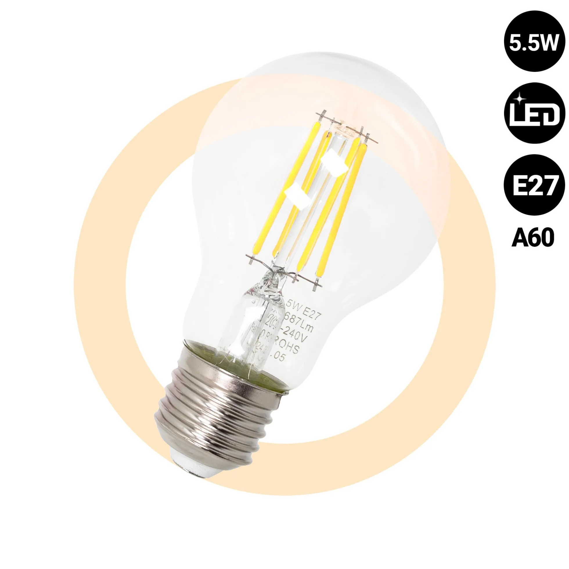 Bombilla LED filamento E27 A60 - 5,5W