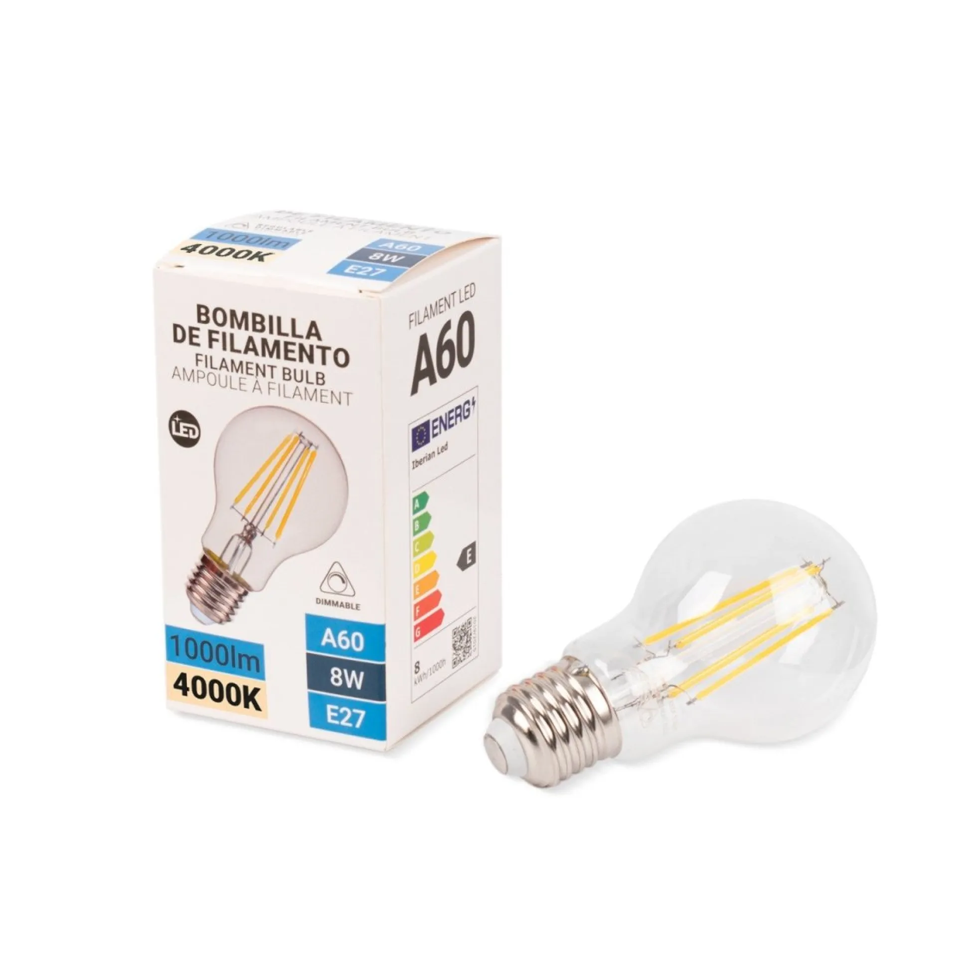 Bombilla LED filamento E27 A60 - 8W - Regulable