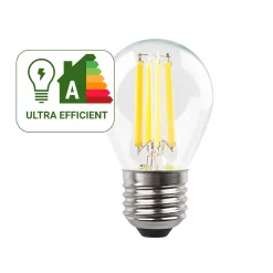 Bombilla LED filamento esférica - E27 G45 - 3.8W - Transparente