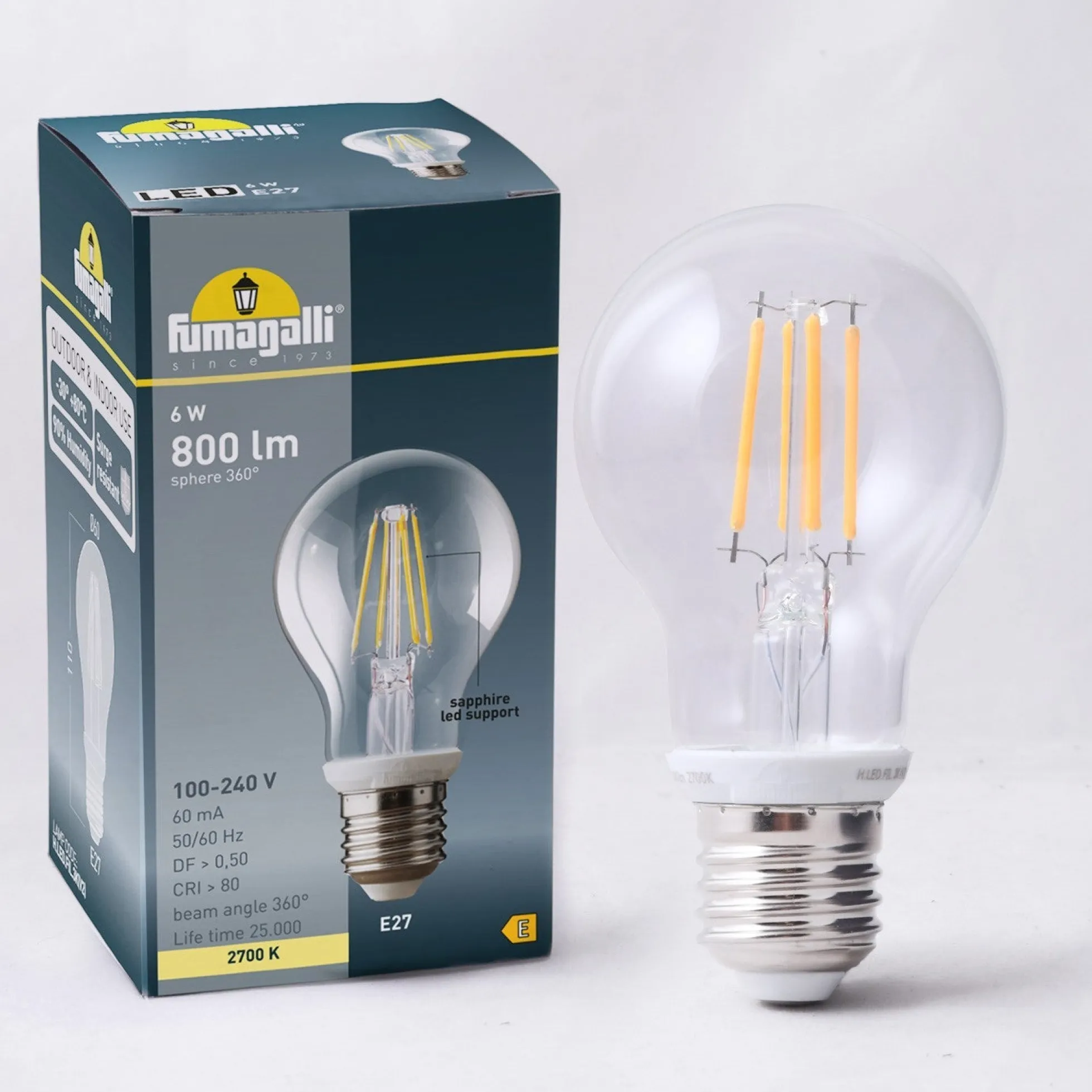 Bombilla LED filamento E27 - 6,5W - Fumagalli - 2700K