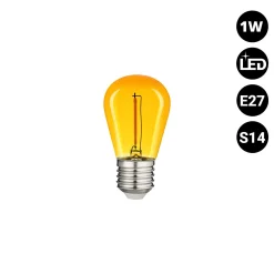 Bombilla LED Filamento - S14 E27 - 1W - Cristal de colores