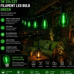 Bombilla LED Filamento - S14 E27 - 1W - Cristal de colores