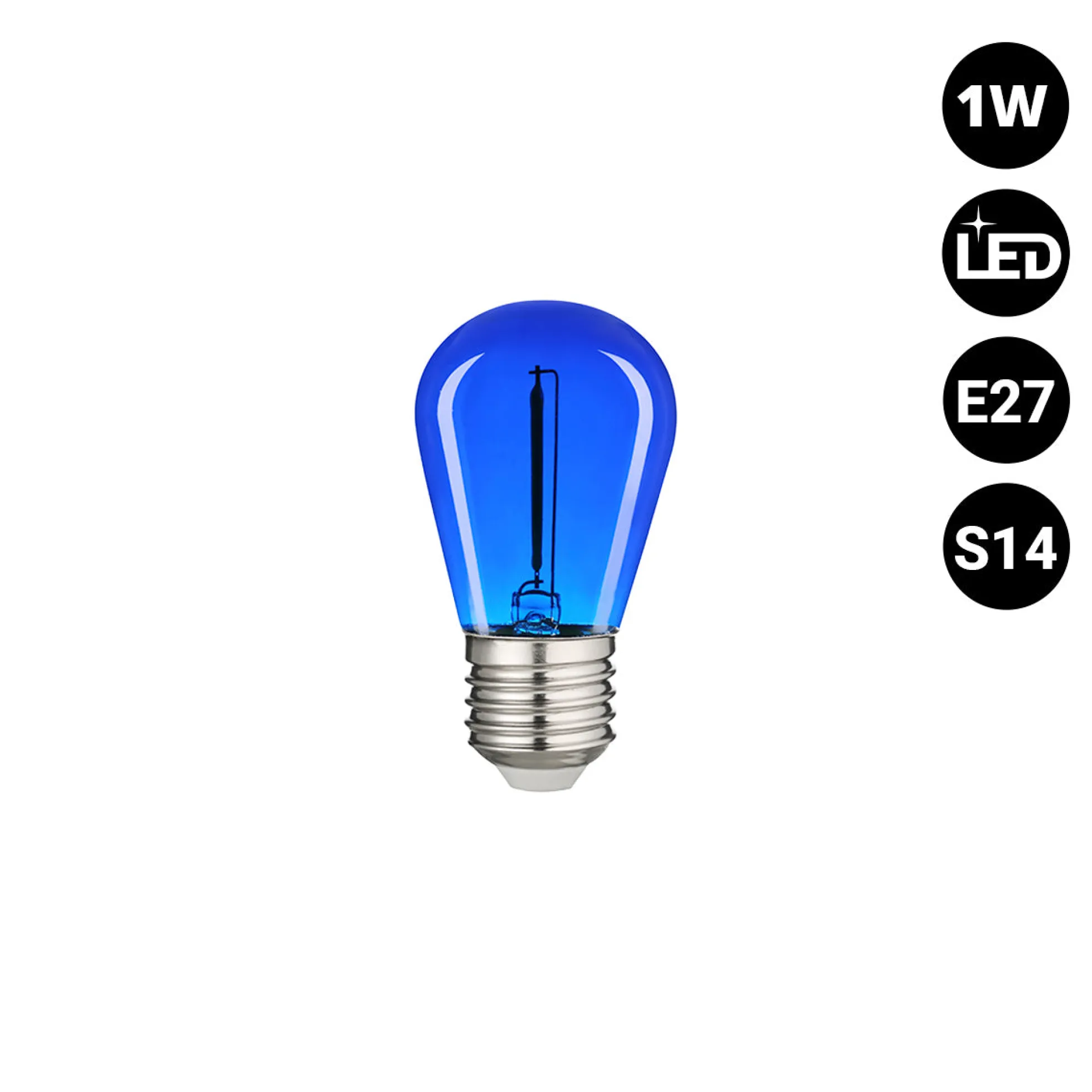 Bombilla LED Filamento - S14 E27 - 1W - Cristal de colores