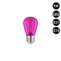 Bombilla LED Filamento - S14 E27 - 1W - Cristal de colores