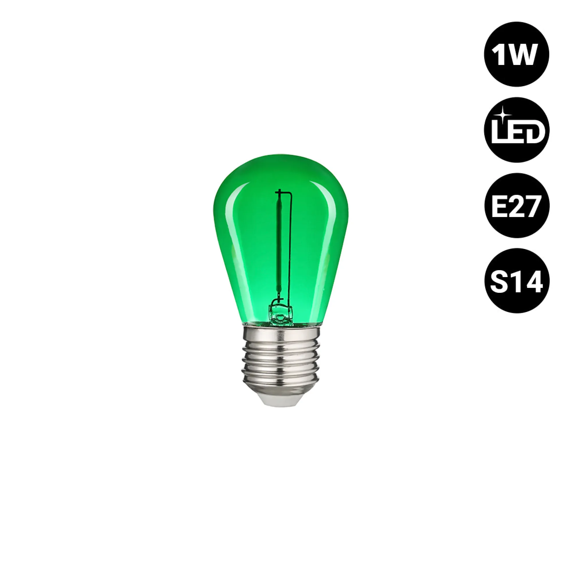 Bombilla LED Filamento - S14 E27 - 1W - Cristal de colores