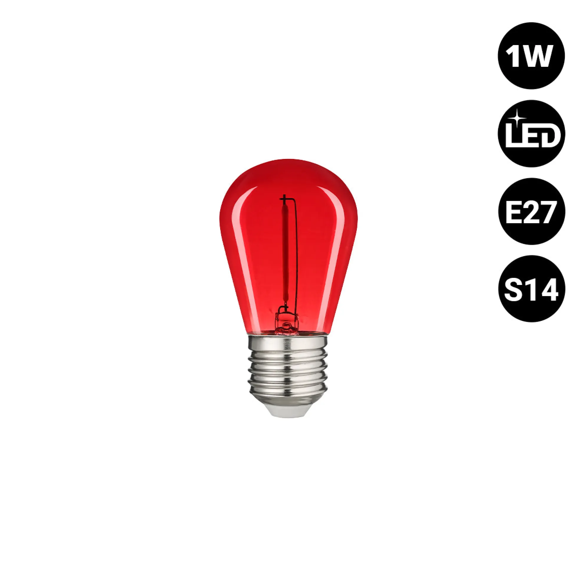 Bombilla LED Filamento - S14 E27 - 1W - Cristal de colores