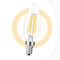 Bombilla LED filamento Vela E14 C35 - 5W - Transparente