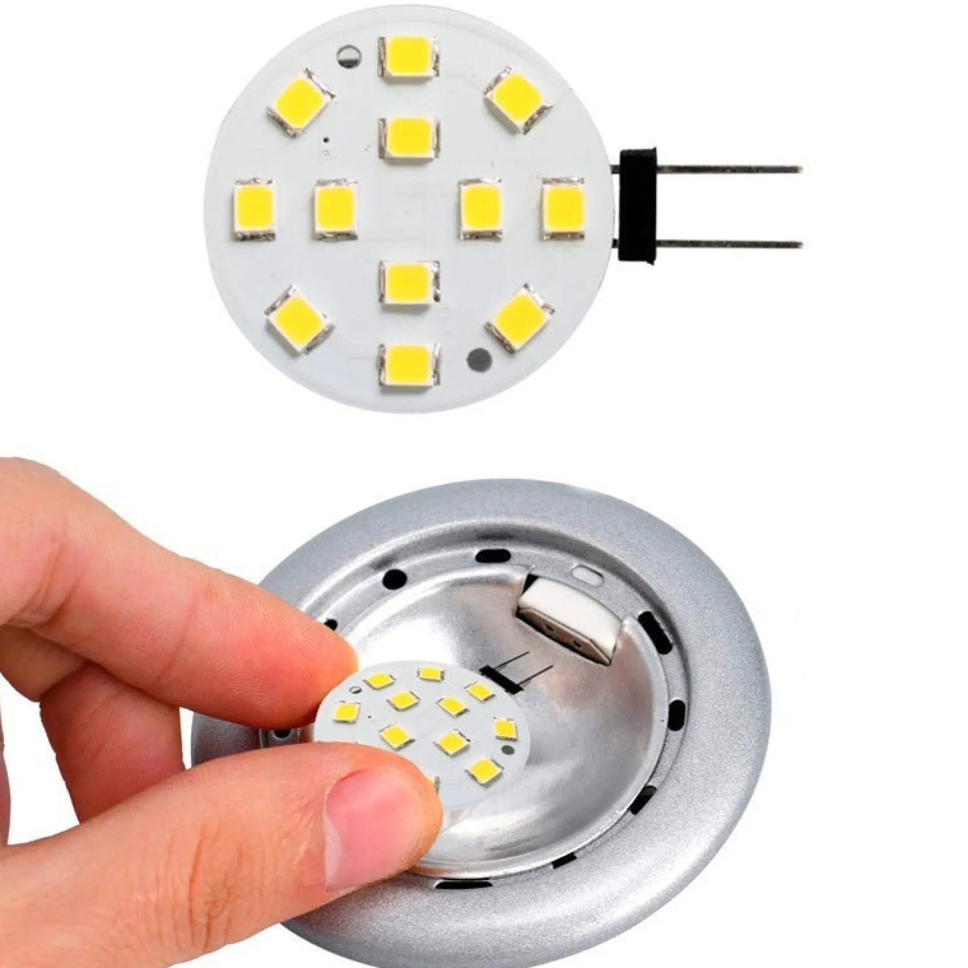 Bombilla LED G4 bi-pin circular plana 12V AC/DC - 2W