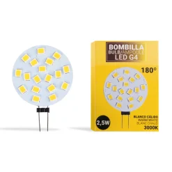 Bombilla LED G4 bi-pin circular plana 12V AC/DC - 2,5W