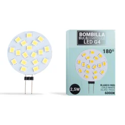 Bombilla LED G4 bi-pin circular plana 12V AC/DC - 2,5W