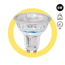 Bombilla LED GU10 PAR16 - 6W - Intensidad regulable - 700lm - 100°