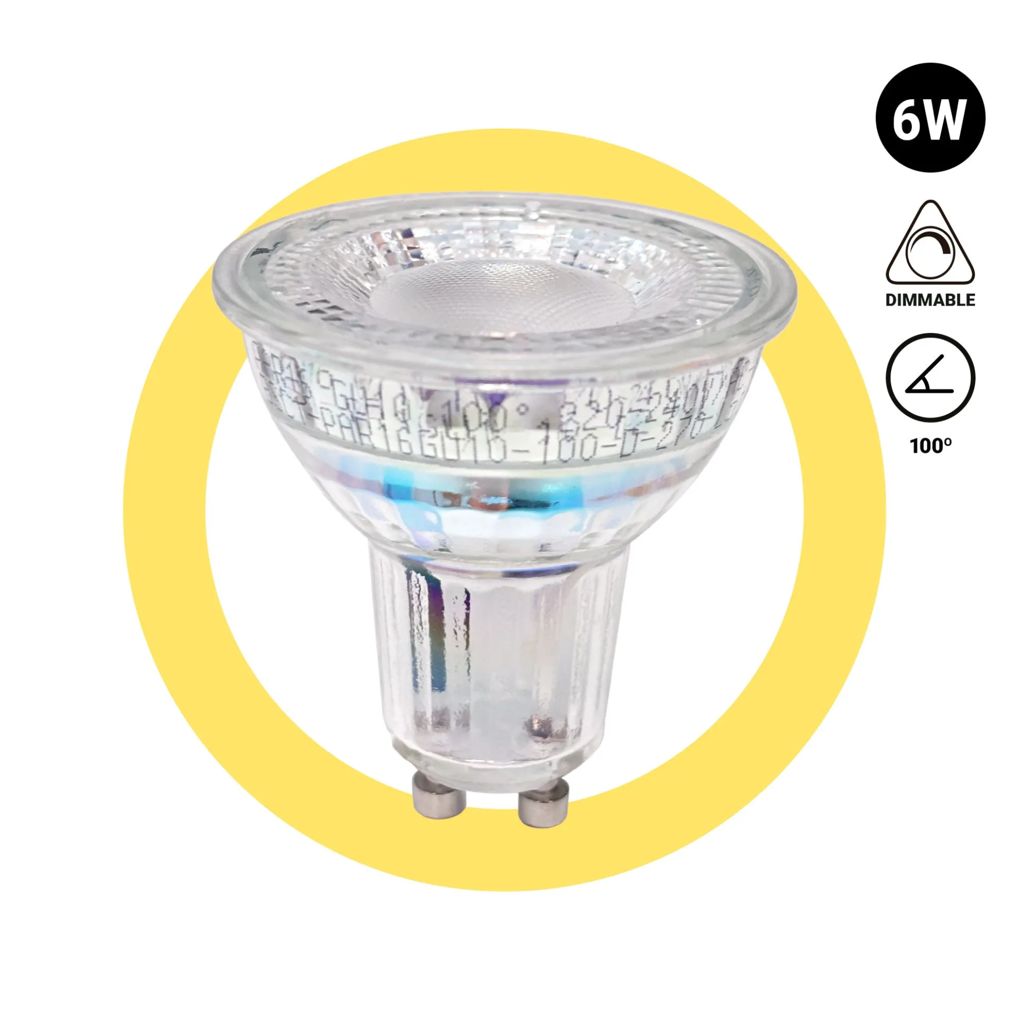 Bombilla LED GU10 PAR16 - 6W - Intensidad regulable - 700lm - 100°