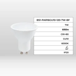 Bombilla LED GU10 - 7W - 120º