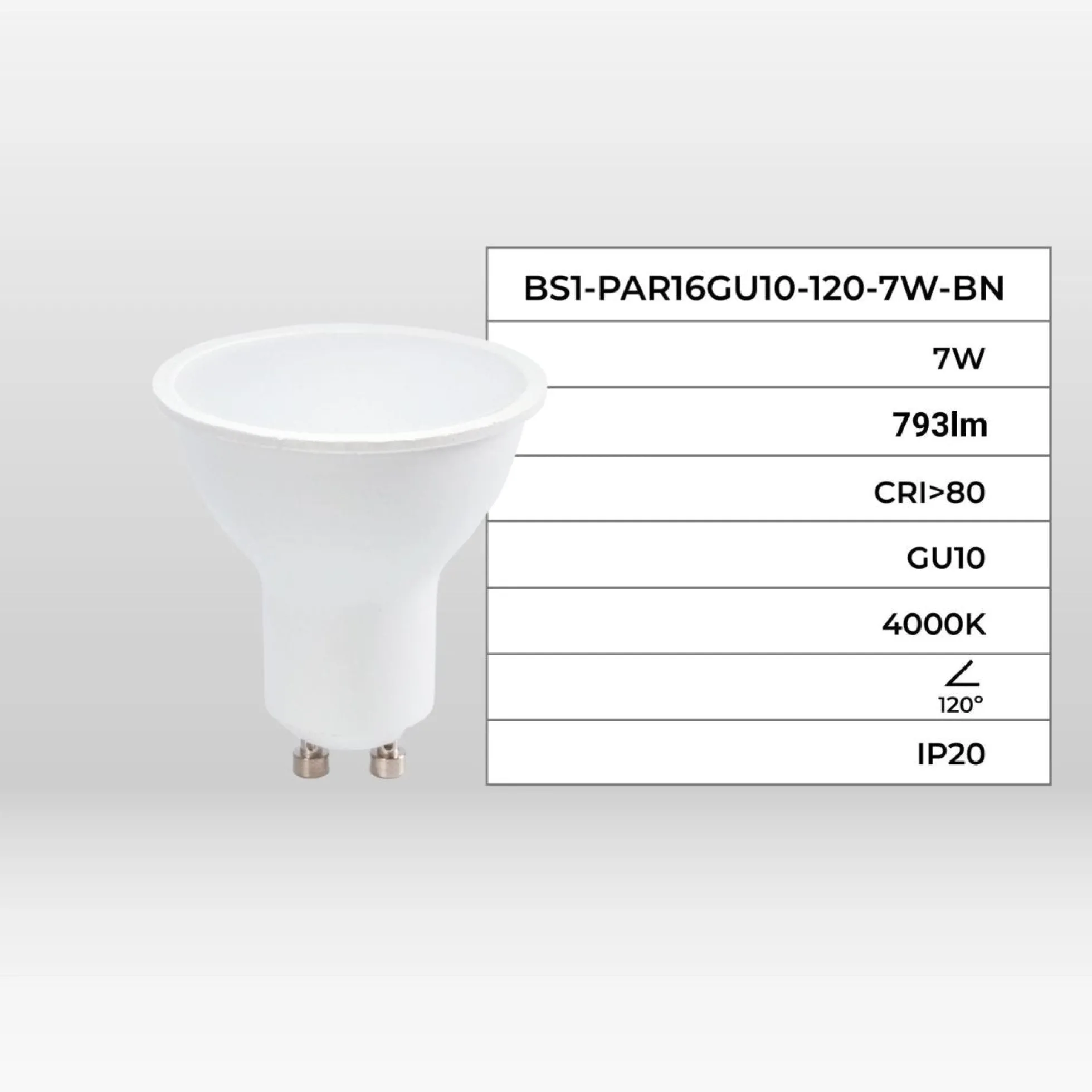 Bombilla LED GU10 - 7W - 120º