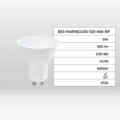 Bombilla LED GU10 - 5W - 120°