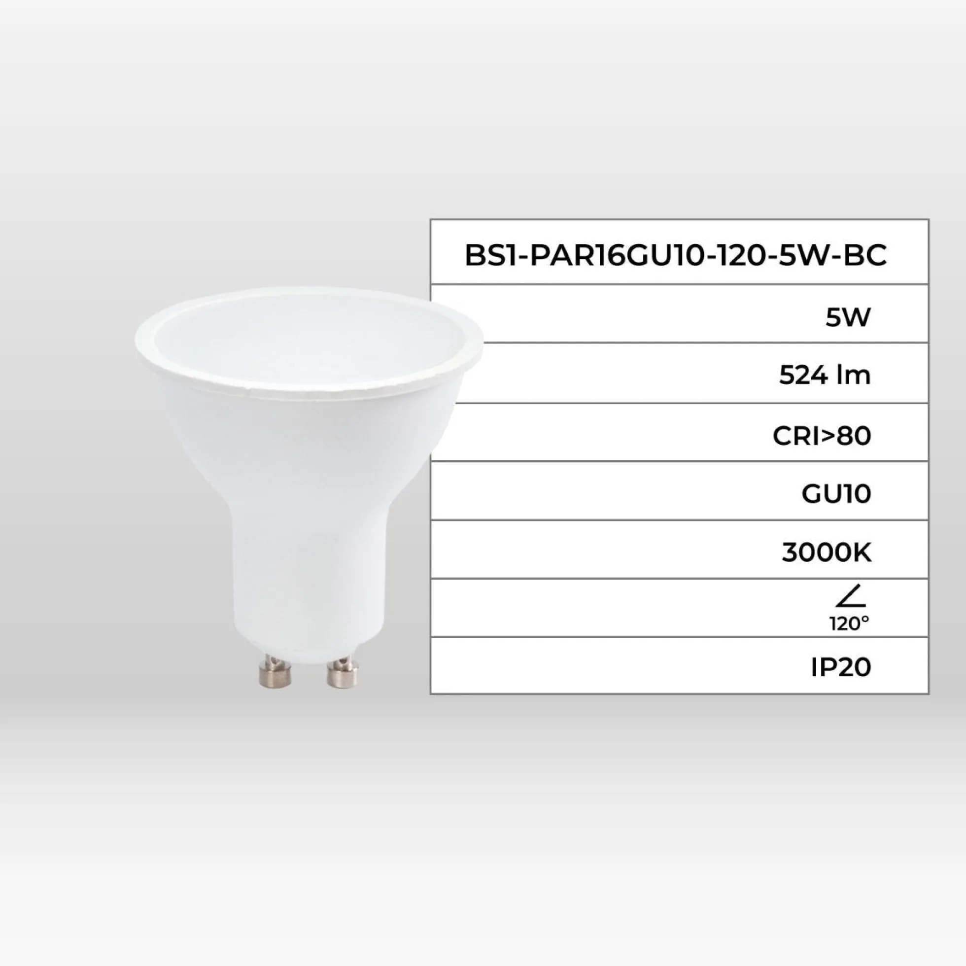 Bombilla LED GU10 - 5W - 120°