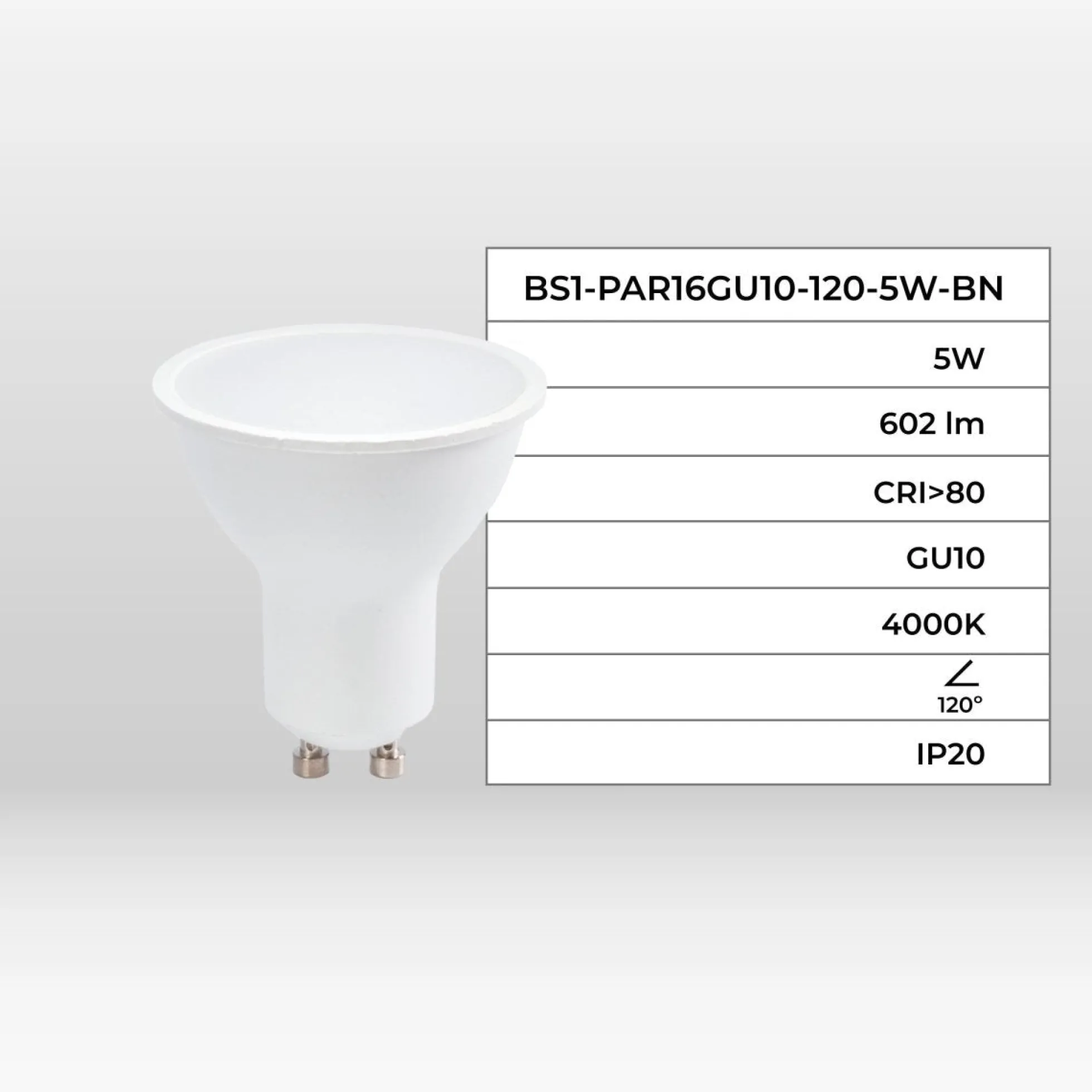 Bombilla LED GU10 - 5W - 120°