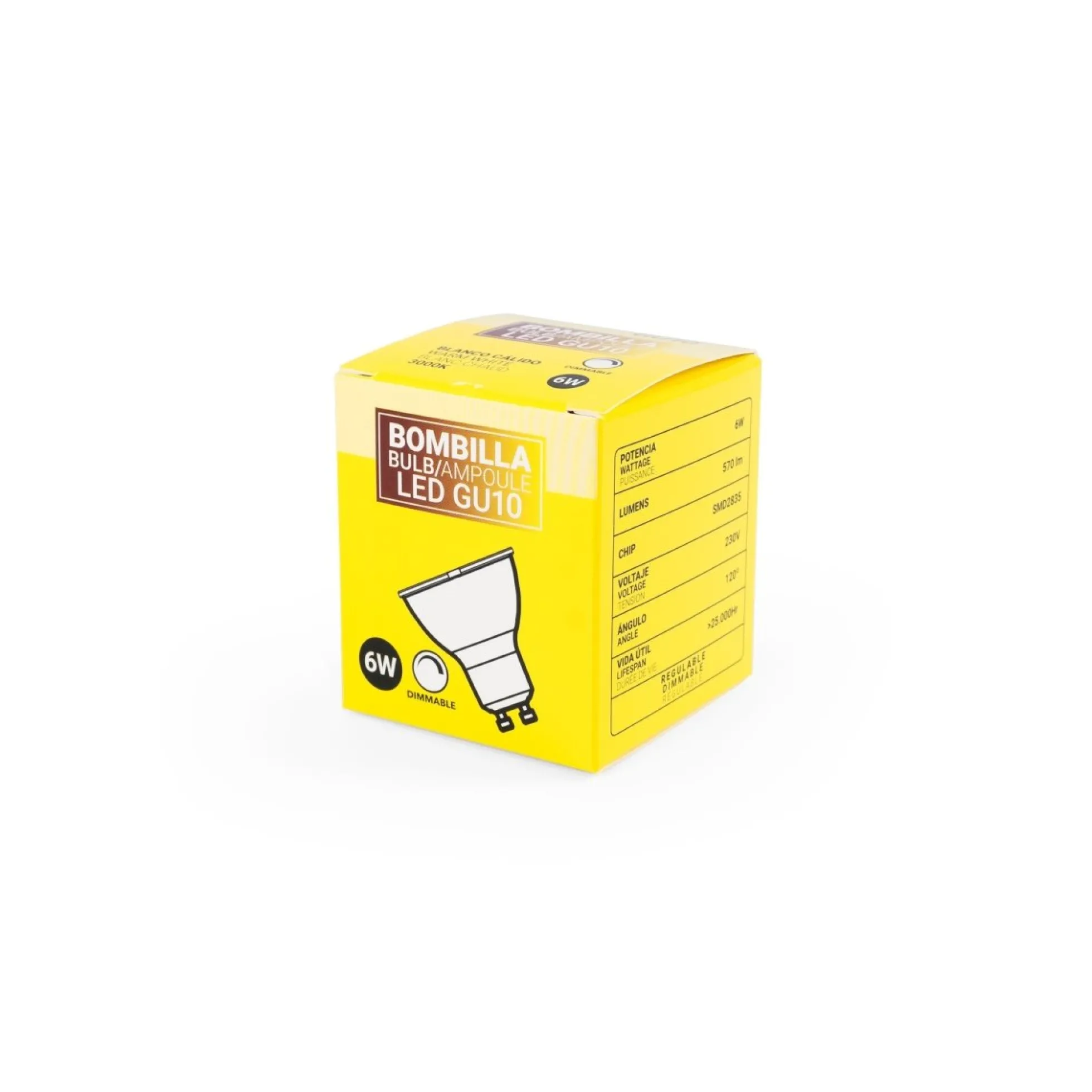 Bombilla LED GU10 - 6W - Regulable - 120º