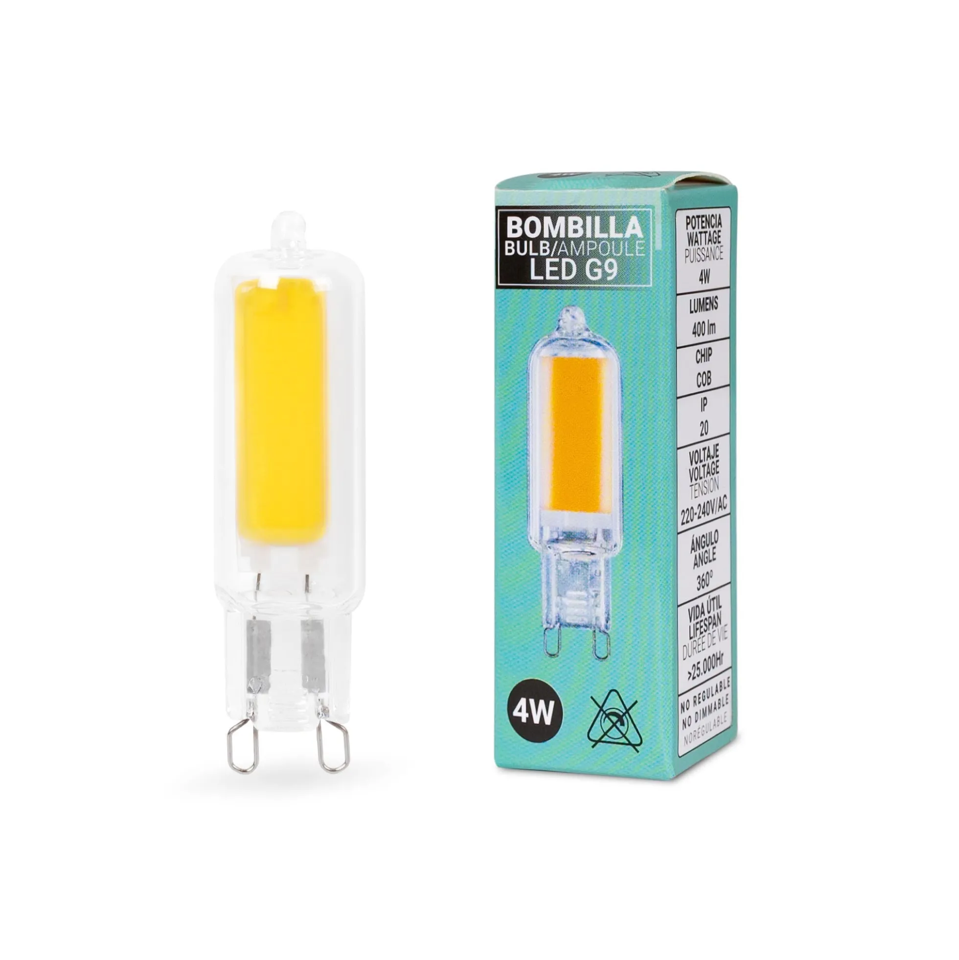 Bombilla LED G9 220-240V AC - COB - 360º - 4W